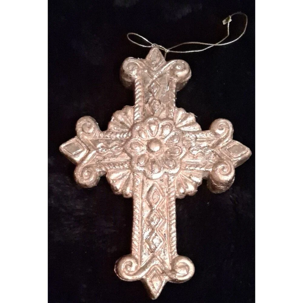 Vintage Resin Gold Cross 7inchx1inch thick